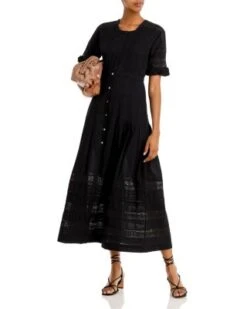 Edie Lace Short Sleeve Midi Shirt Dress - LoveShackFancy -LoveShackFancy Shop 11567311 fpx