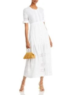 Edie Lace Short Sleeve Midi Shirt Dress - LoveShackFancy -LoveShackFancy Shop 11567323 fpx