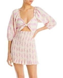 Kyndra Printed Cotton Cut Out Dress - LoveShackFancy