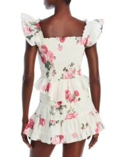 Compass Floral Print Ruffled Smocked Top - LoveShackFancy -LoveShackFancy Shop 12726986 fpx