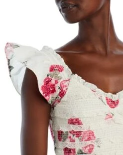 Compass Floral Print Ruffled Smocked Top - LoveShackFancy -LoveShackFancy Shop 12726987 fpx