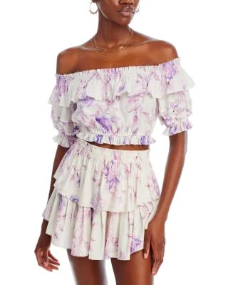 Audrille Off The Shoulder Crop Top - LoveShackFancy 3 Audrille Off The Shoulder Crop Top - LoveShackFancy