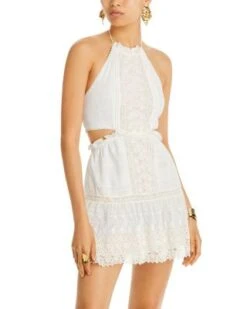 Kesia Cutout Halter Mini Dress - LoveShackFancy