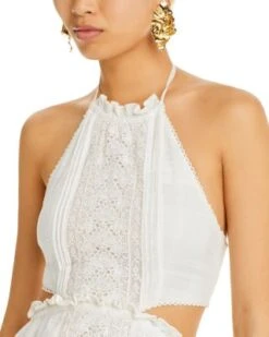 Kesia Cutout Halter Mini Dress - LoveShackFancy -LoveShackFancy Shop 12888372 fpx