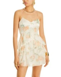 Poise Silk Tiered Mini Dress - LoveShackFancy