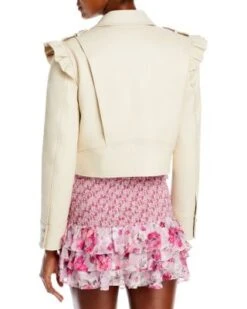 Torrez Leather Ruffle Trim Jacket - LoveShackFancy -LoveShackFancy Shop 13007635 fpx