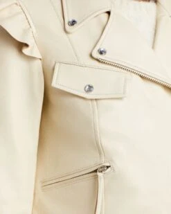 Torrez Leather Ruffle Trim Jacket - LoveShackFancy -LoveShackFancy Shop 13007636 fpx