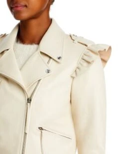 Torrez Leather Ruffle Trim Jacket - LoveShackFancy -LoveShackFancy Shop 13007638 fpx