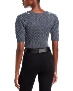 Chapelle Cropped Sweater - LoveShackFancy -LoveShackFancy Shop 13041975 fpx