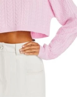 Calloway Wool & Cashmere Cable Cropped Sweater - LoveShackFancy -LoveShackFancy Shop 13079395 fpx