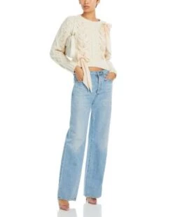 Parson Ribbon Trim Cable Knit Sweater - LoveShackFancy -LoveShackFancy Shop 13251901 fpx