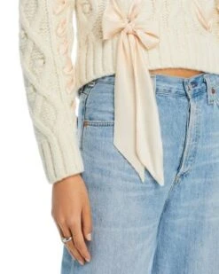 Parson Ribbon Trim Cable Knit Sweater - LoveShackFancy -LoveShackFancy Shop 13251905 fpx