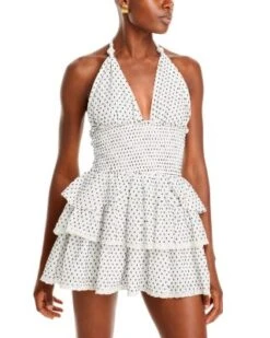 Deanna Smocked Halter Mini Dress - LoveShackFancy