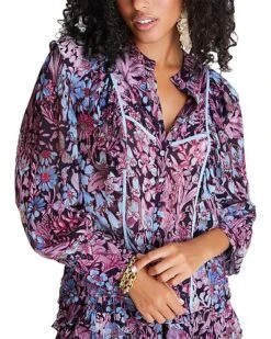 LoveShackFancy Gala Lace Chiffon Da Beatrix Blouse Women