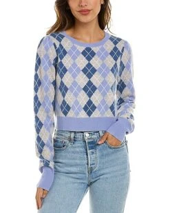 LoveShackFancy Robins Song Argyle Glinda Cropped Wool & Cashmere-Blend Sweater Women