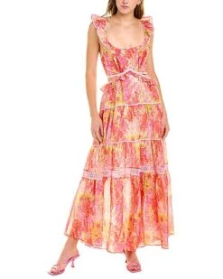 LoveShackFancy Madsen Silk-Blend Maxi Dress Women