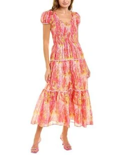 LoveShackFancy Elisabelle Silk-Blend Maxi Dress Women