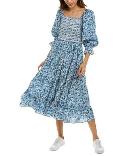 LoveShackFancy Liberty Printed Heri Minnie Midi Dress Women
