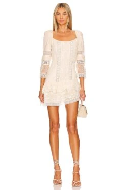 LoveShackFancy Shania Mini Dress Nougat