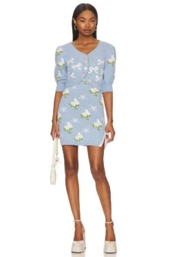 LoveShackFancy ROBE LOPEZ Periwinkle Orchard -LoveShackFancy Shop LESH WD713 V4