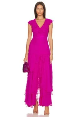 LoveShackFancy Tini Gown Flirty Fuschia 9 LoveShackFancy Tini Gown Flirty Fuschia -LoveShackFancy Shop LESH WD740 V4