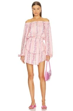 LoveShackFancy VESTIDO POPOVER Pink Malibu