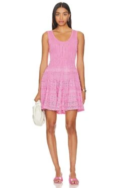 LoveShackFancy Diandra Dress Pink Moscato
