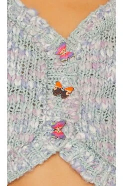 LoveShackFancy Saundria Crop Cardigan Galaxy Blue -LoveShackFancy Shop LESH WK108 V5