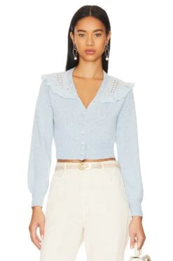 LoveShackFancy Peggy Cardigan Hydrangea Blue