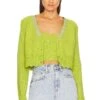 LoveShackFancy Brynner Crop Cardigan Spring Leaf -LoveShackFancy Shop LESH WK111 V1