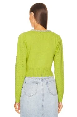 LoveShackFancy Brynner Crop Cardigan Spring Leaf -LoveShackFancy Shop LESH WK111 V4