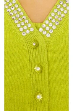 LoveShackFancy Brynner Crop Cardigan Spring Leaf -LoveShackFancy Shop LESH WK111 V6