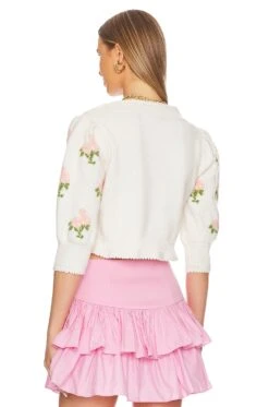 LoveShackFancy Malibu Crop Cardigan Strawberry Shortcake -LoveShackFancy Shop LESH WK113 V3