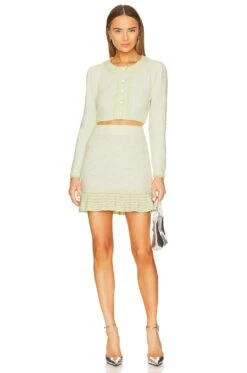 LoveShackFancy Twain Crop Cardigan Pistachio -LoveShackFancy Shop LESH WK114 V4