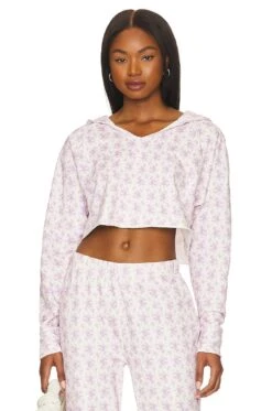 LoveShackFancy Jemina Crop Hoodie Violet Meadow