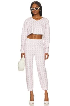 LoveShackFancy Jemina Crop Hoodie Violet Meadow -LoveShackFancy Shop LESH WK115 V4