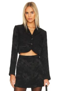 LoveShackFancy Zubin Crop Blazer Black