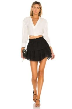 LoveShackFancy Ruffle Mini Skirt Black -LoveShackFancy Shop LESH WQ152 V4