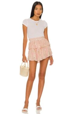 LoveShackFancy Ruffle Mini Skirt Ballet Pink -LoveShackFancy Shop LESH WQ247 V4