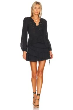 LoveShackFancy Effie Mini Skirt Black -LoveShackFancy Shop LESH WQ253 V4