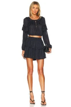 LoveShackFancy Ruffle Mini Skirt Midnight -LoveShackFancy Shop LESH WQ267 V4