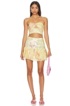 LoveShackFancy Tevy Skirt Yellow Melon -LoveShackFancy Shop LESH WQ292 V4