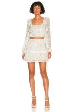 LoveShackFancy Dorabella Crop Top White Garden Stream -LoveShackFancy Shop LESH WS216 V5