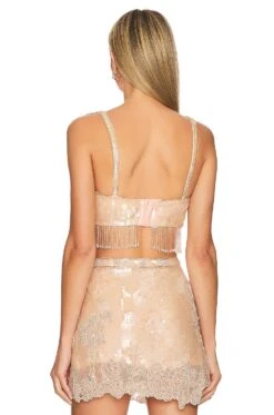 LoveShackFancy Maeva Crop Top Peach Medley -LoveShackFancy Shop LESH WS238 V3