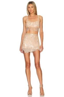 LoveShackFancy Maeva Crop Top Peach Medley -LoveShackFancy Shop LESH WS238 V4