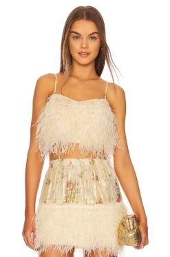 LoveShackFancy Dusty Crop Top Golden Fog