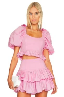 LoveShackFancy Spirit Crop Top Pink Pop Rocks