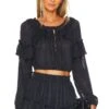 LoveShackFancy Ruffle Popover Top Midnight -LoveShackFancy Shop LESH WS251 V1