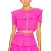 LoveShackFancy Elania Crop Top Flirty Fuschia
