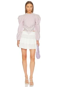 LoveShackFancy Hito Handkerchief Top Soft Iris -LoveShackFancy Shop LESH WS261 V4